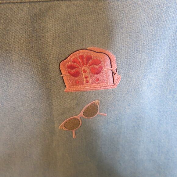 VINTAGE TIA DESIGNS Denim Jean Shirt 1950's Theme Size S Women's Rock n Roll - Picture 7 of 11